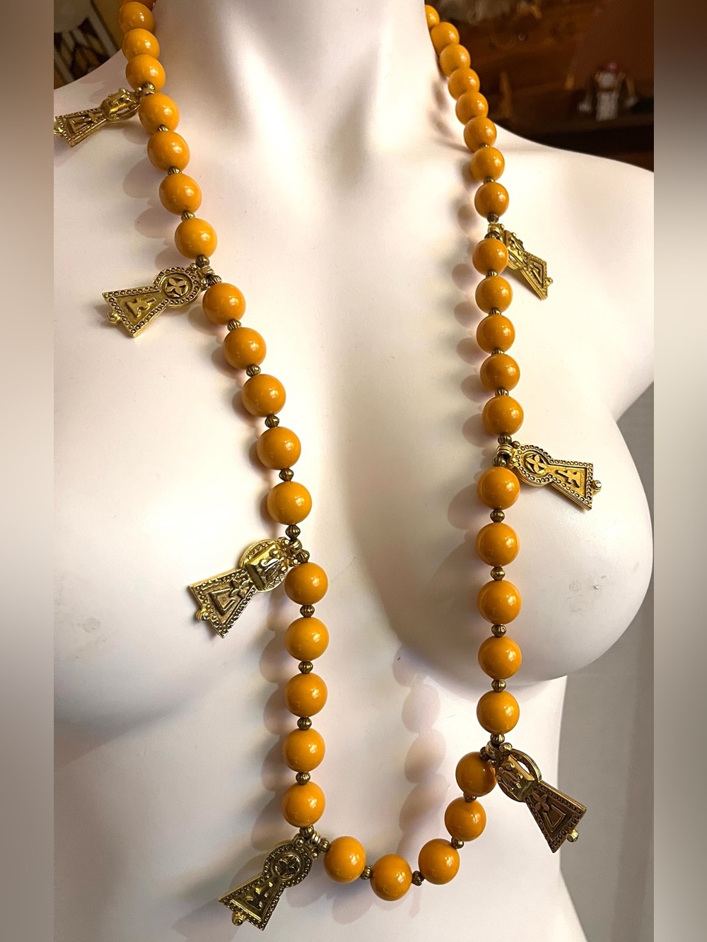 Kenneth Jay Lane Vintage Mayan Aztec Necklace